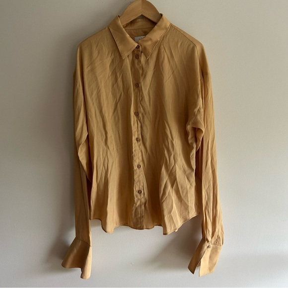 L'Académie Revolve The Bastina Top Button-Down Blouse Shirt Long Sleeve Sz L - Picture 2 of 8